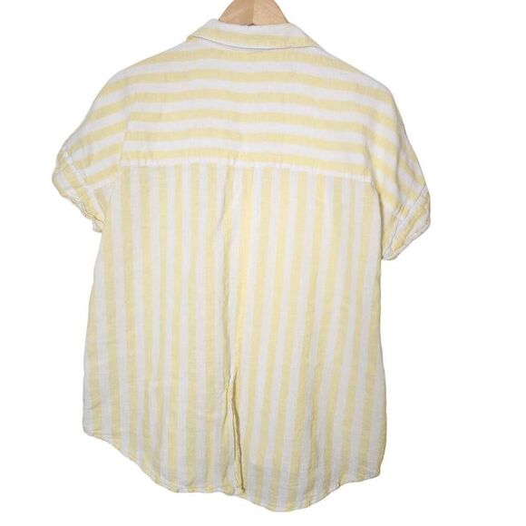 Beach Lunch Lounge Sammy top yellow white stripe cotton size Large - Picture 2 of 4